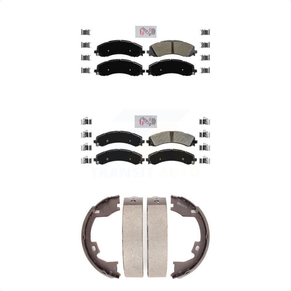 Front Rear Semi-Metallic Disc Brake Pads And Parking Shoes Kit For Ram 3500 KNN-100711