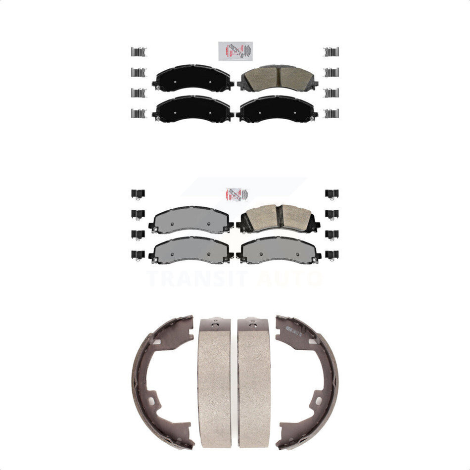 Front Rear Semi-Metallic Disc Brake Pads And Parking Shoes Kit For Ram 2500 KNN-100715