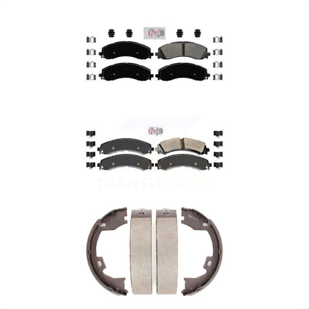Front Rear Semi-Metallic Disc Brake Pads And Parking Shoes Kit For Ram 3500 KNN-100716