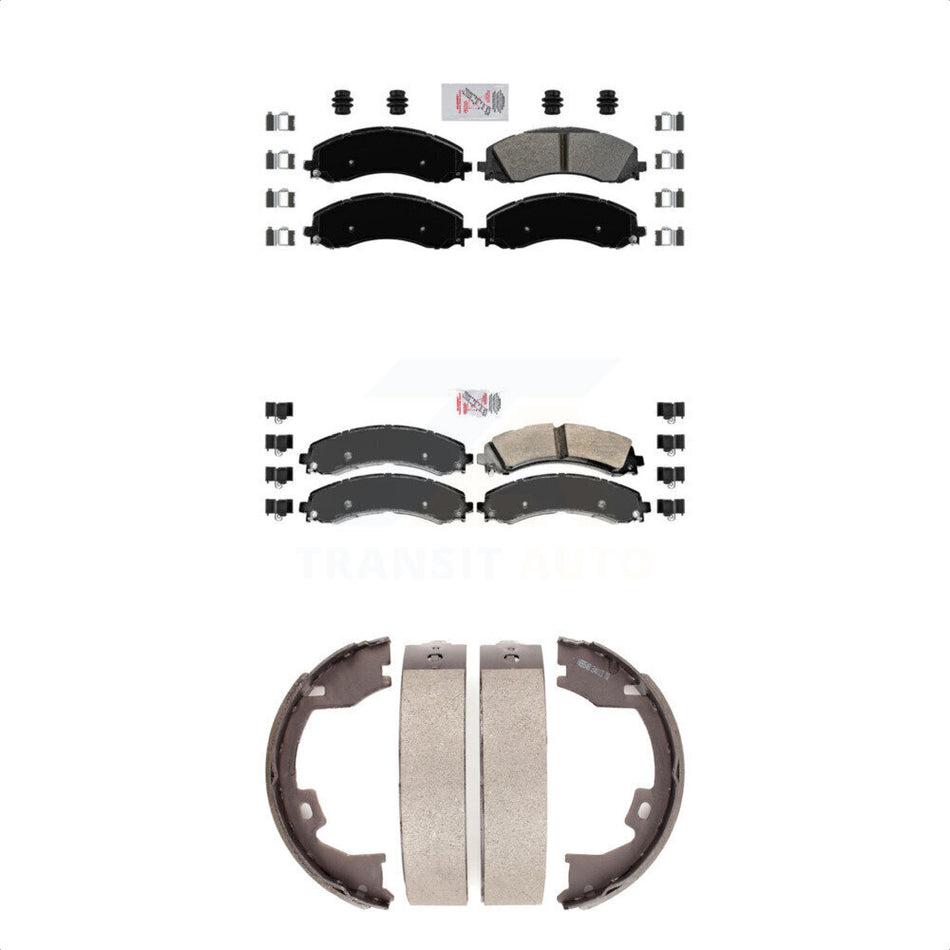 Front Rear Semi-Metallic Disc Brake Pads And Parking Shoes Kit For Ram 3500 KNN-100716