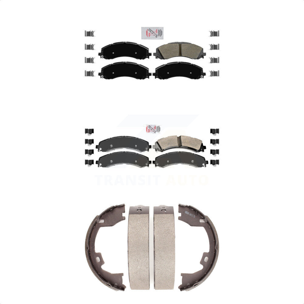 Front Rear Semi-Metallic Disc Brake Pads And Parking Shoes Kit For Ram 3500 KNN-100717