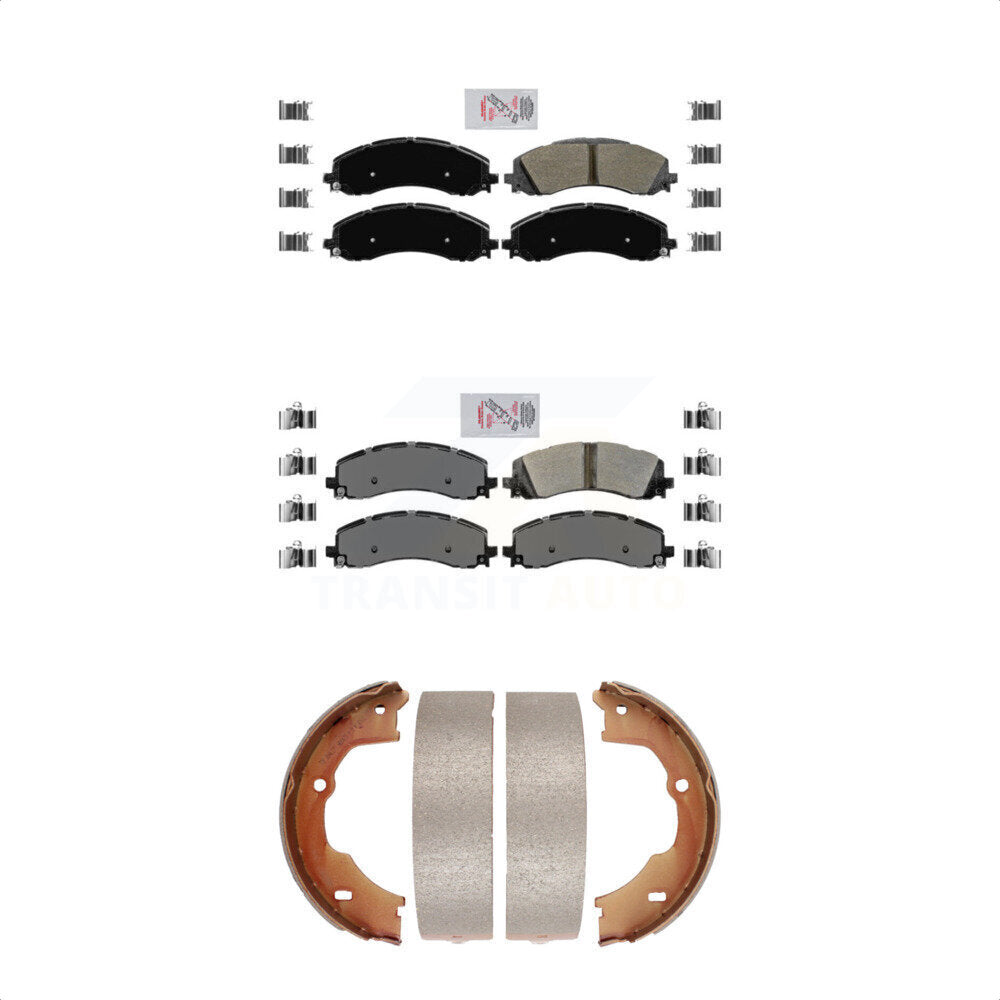 Front Rear Semi-Metallic Disc Brake Pads And Parking Shoes Kit For Ram 3500 KNN-100719