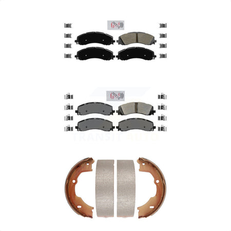 Front Rear Semi-Metallic Disc Brake Pads And Parking Shoes Kit For Ram 3500 KNN-100719