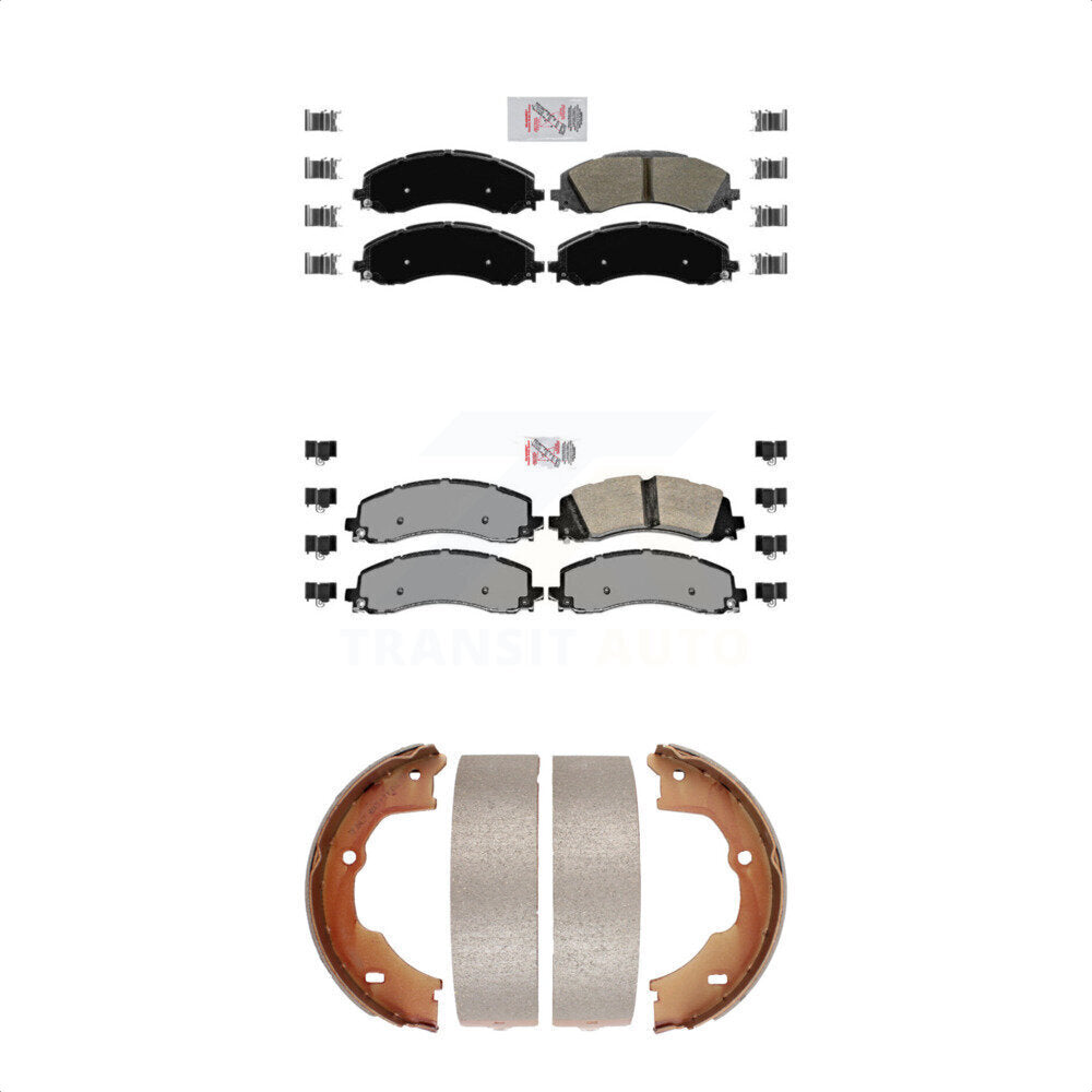 Front Rear Semi-Metallic Disc Brake Pads And Parking Shoes Kit For Ram 3500 KNN-100721