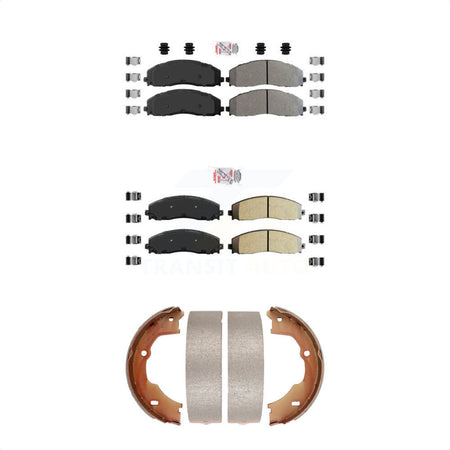Front Rear Semi-Metallic Disc Brake Pads And Parking Shoes Kit For KNN-100725