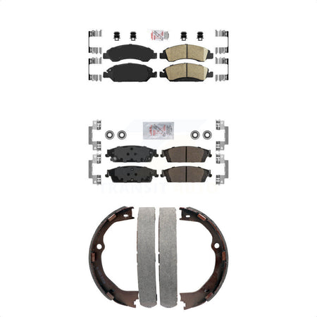 Front Ceramic Rear Semi-Metallic Disc Brake Pads And Parking Shoes Kit For GMC KNN-100726