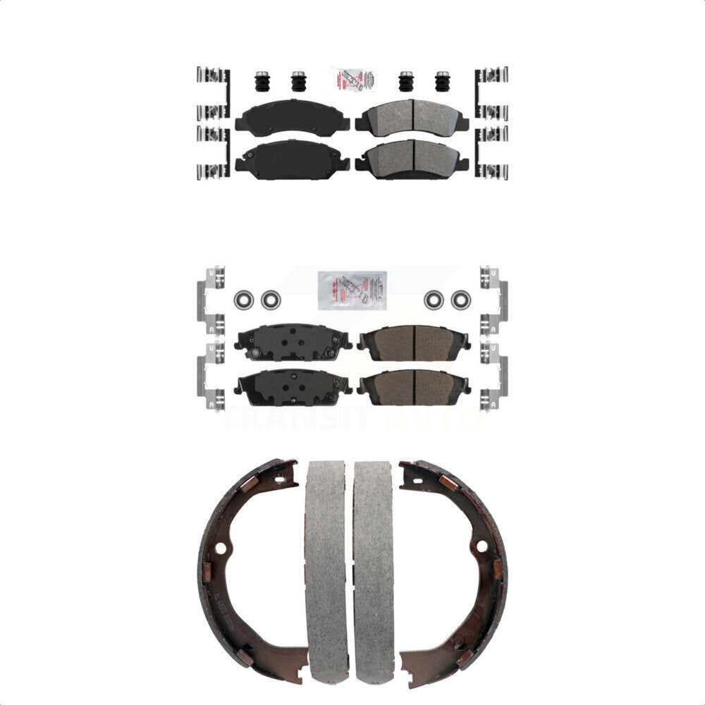 Front Rear Semi-Metallic Disc Brake Pads And Parking Shoes Kit For GMC Sierra KNN-100728