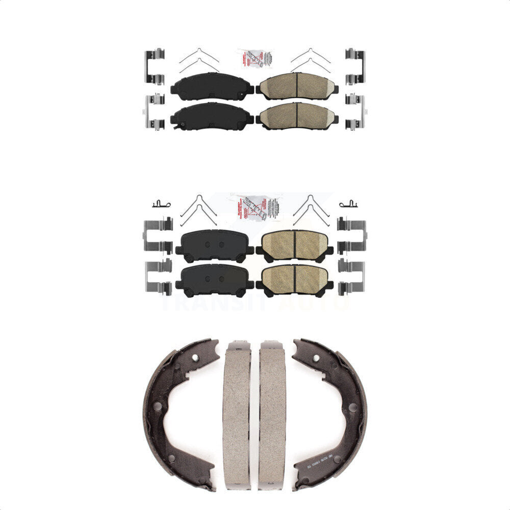 Front Rear Ceramic Disc Brake Pads And Parking Shoes Kit For Honda Pilot Acura KNN-100733