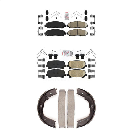 Front Rear Ceramic Disc Brake Pads And Parking Shoes Kit For Honda Pilot Acura KNN-100734
