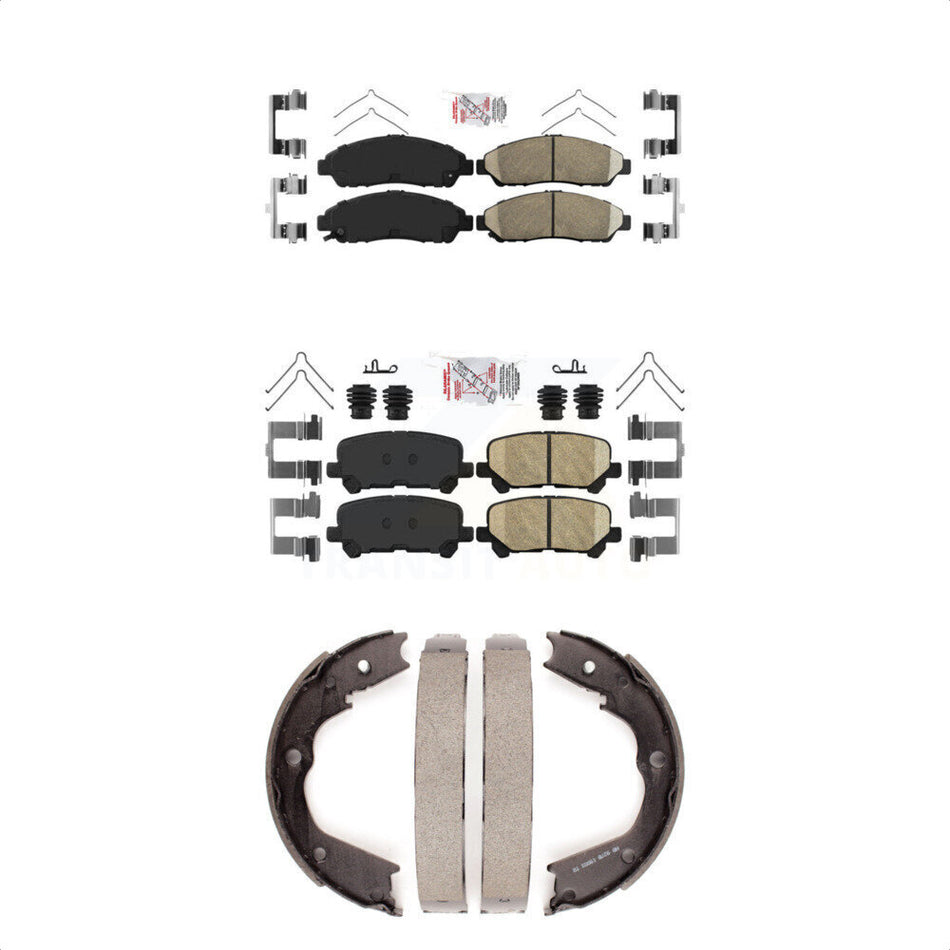 Front Rear Ceramic Disc Brake Pads And Parking Shoes Kit For Honda Pilot Acura KNN-100735