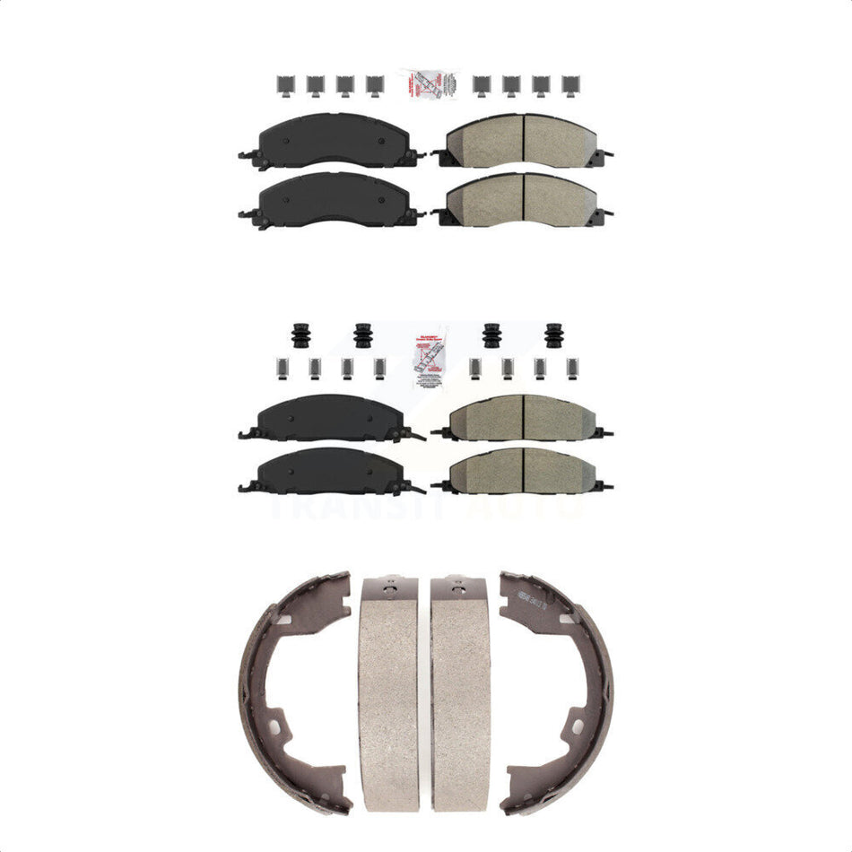 Front Rear Semi-Metallic Disc Brake Pads And Parking Shoes Kit For Ram 3500 KNN-100741
