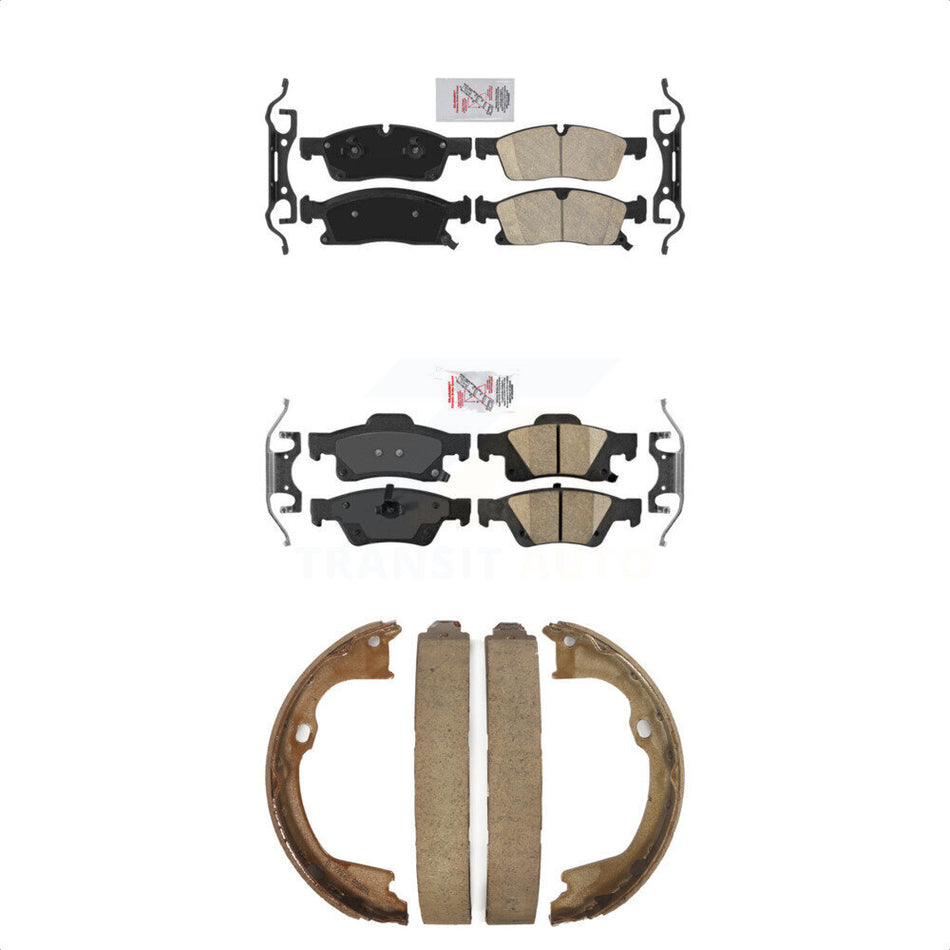 Front Rear Ceramic Disc Brake Pads And Parking Shoes Kit For Dodge Durango WK KNN-100749