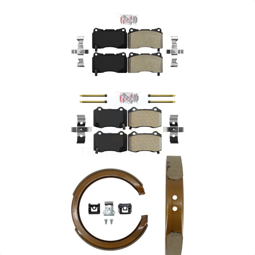 Front Rear Semi-Metallic Disc Brake Pads And Parking Shoes Kit For Cadillac KNN-100754