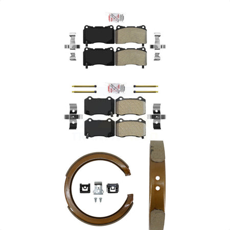Front Rear Semi-Metallic Disc Brake Pads And Parking Shoes Kit For Cadillac KNN-100754