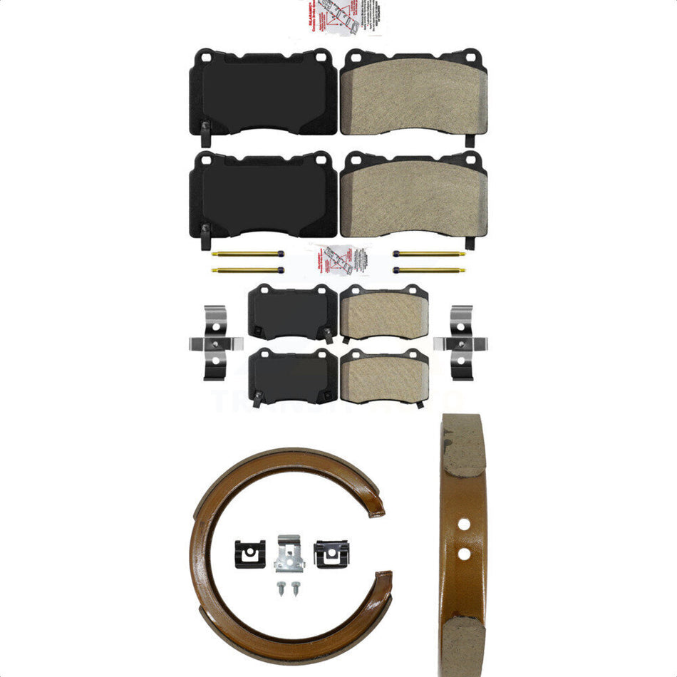 Front Rear Semi-Metallic Disc Brake Pads And Parking Shoes Kit For Cadillac KNN-100755