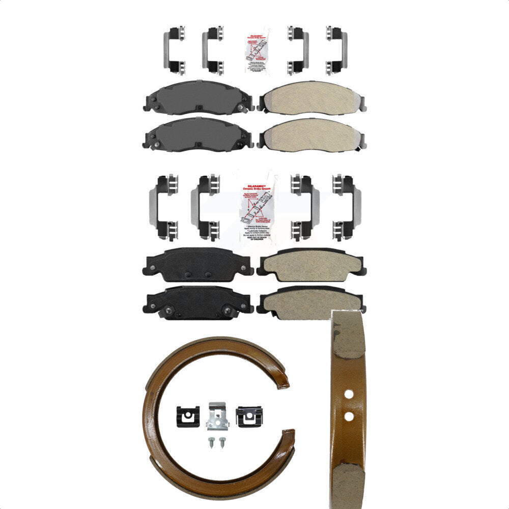 Front Rear Semi-Metallic Disc Brake Pads And Parking Shoes Kit For KNN-100756