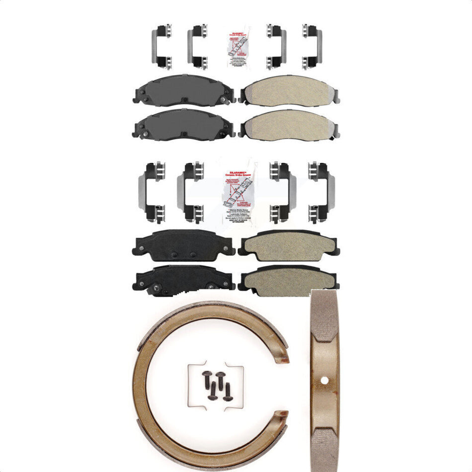 Front Rear Semi-Metallic Disc Brake Pads And Parking Shoes Kit For KNN-100760