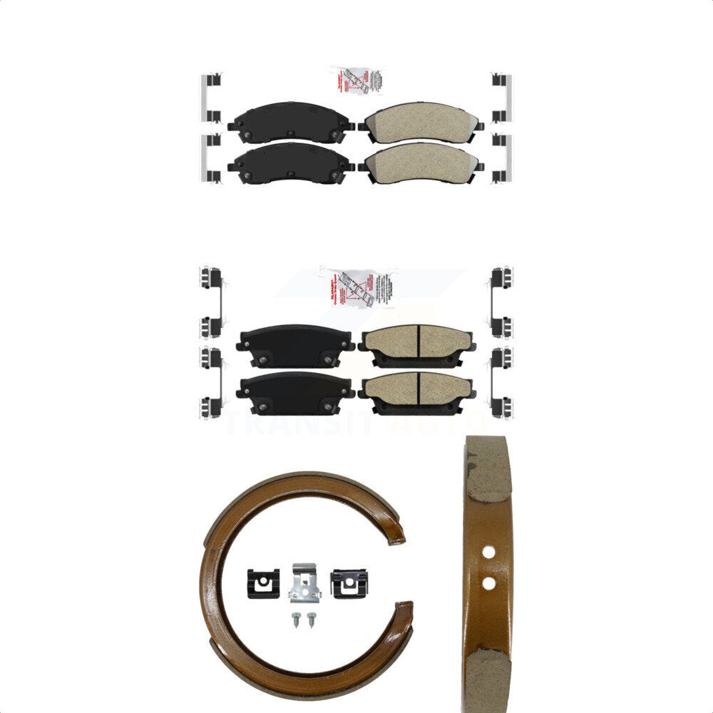 Front Rear Semi-Metallic Disc Brake Pads And Parking Shoes Kit For Cadillac KNN-100761
