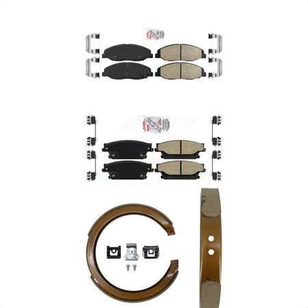 Front Ceramic Rear Semi-Metallic Disc Brake Pads And Parking Shoes Kit For KNN-100765