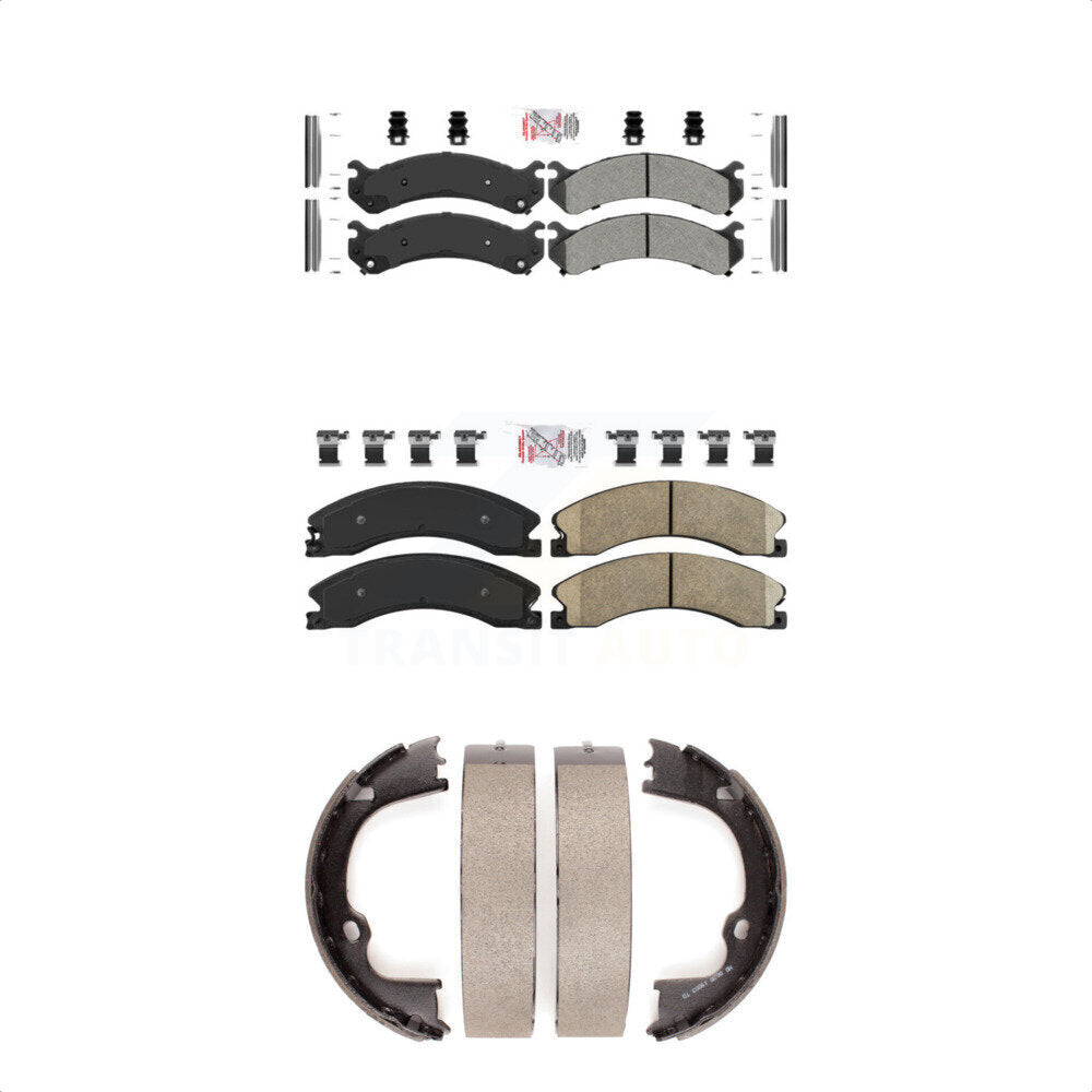 Front Semi-Metallic Rear Ceramic Disc Brake Pads And Parking Shoes Kit For KNN-100768