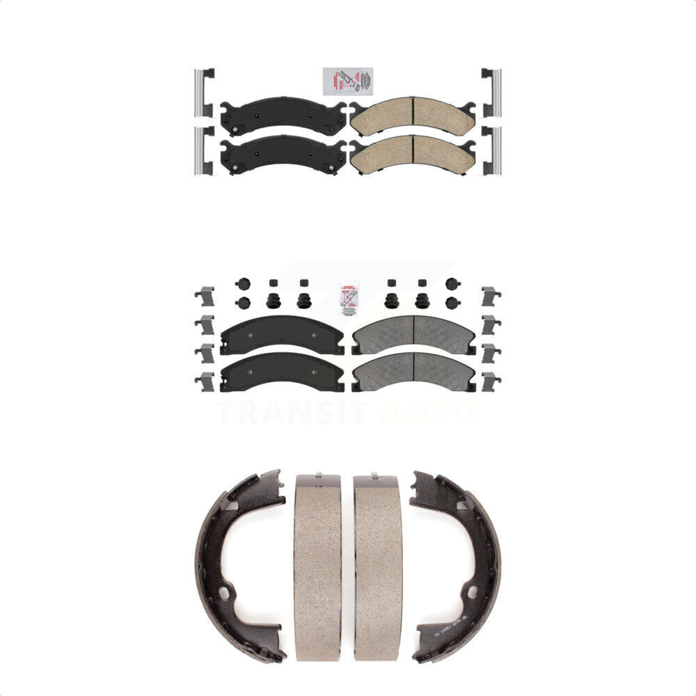 Front Ceramic Rear Semi-Metallic Disc Brake Pads And Parking Shoes Kit For KNN-100773