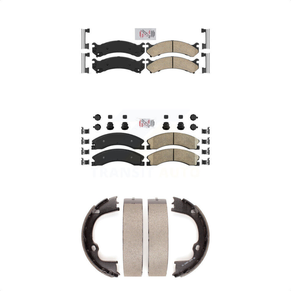 Front Rear Ceramic Disc Brake Pads And Parking Shoes Kit For GMC Savana 3500 KNN-100777