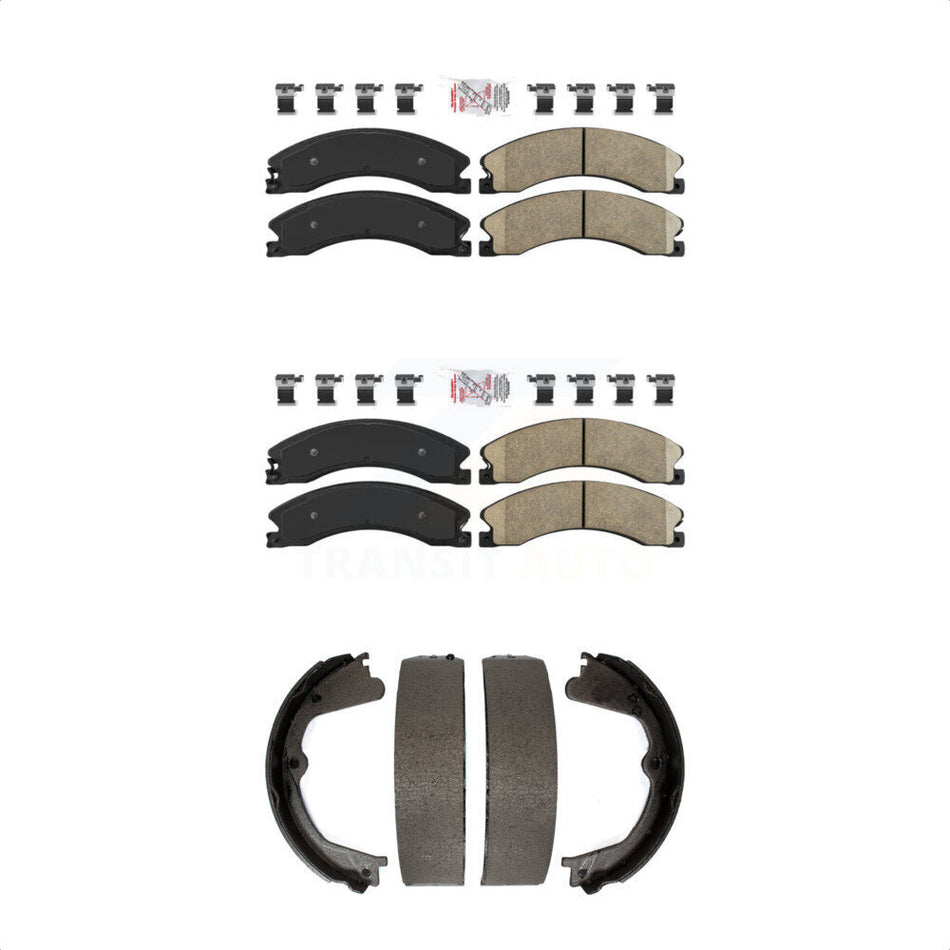Front Rear Ceramic Disc Brake Pads And Parking Shoes Kit For Chevrolet GMC HD KNN-100780