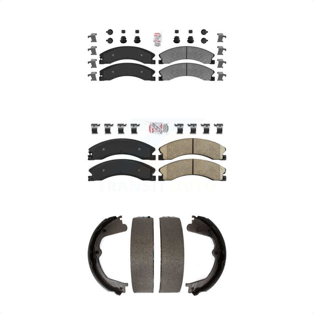 Front Semi-Metallic Rear Ceramic Disc Brake Pads And Parking Shoes Kit For GMC KNN-100781