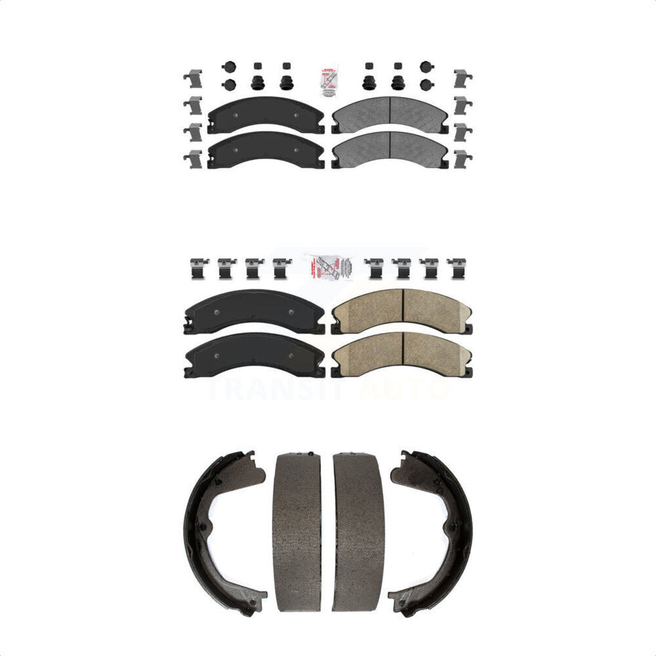 Front Semi-Metallic Rear Ceramic Disc Brake Pads And Parking Shoes Kit For GMC KNN-100781