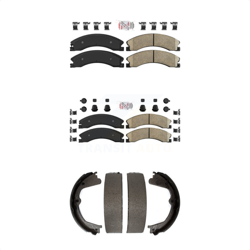 Front Rear Ceramic Disc Brake Pads And Parking Shoes Kit For Chevrolet GMC HD KNN-100786