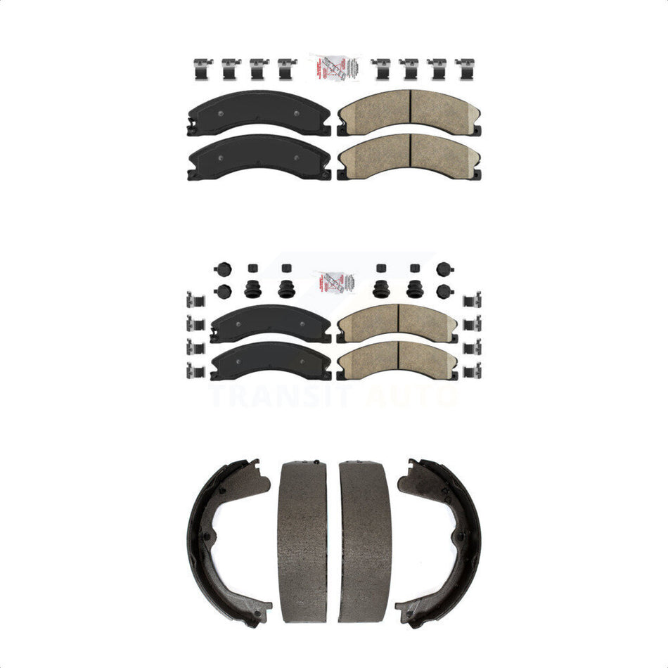 Front Rear Ceramic Disc Brake Pads And Parking Shoes Kit For Chevrolet GMC HD KNN-100786