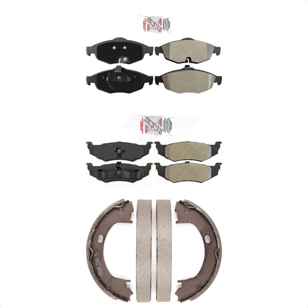 Front Rear Semi-Metallic Disc Brake Pads And Parking Shoes Kit For Chrysler KNN-100791