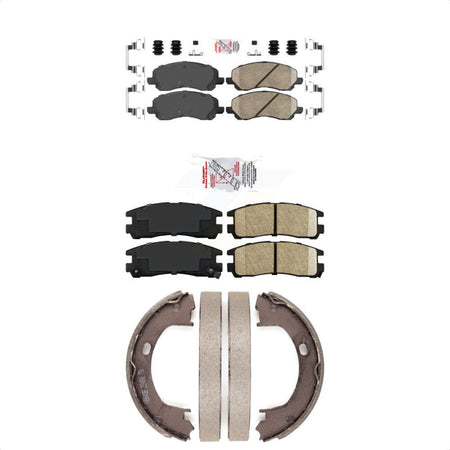 Front Rear Ceramic Disc Brake Pads And Parking Shoes Kit For Mitsubishi Dodge KNN-100792