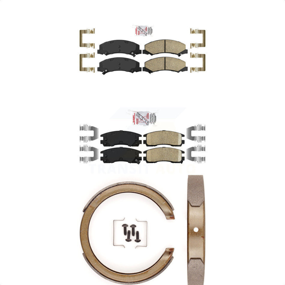 Front Rear Ceramic Disc Brake Pads And Parking Shoes Kit For Chevrolet Impala KNN-100804