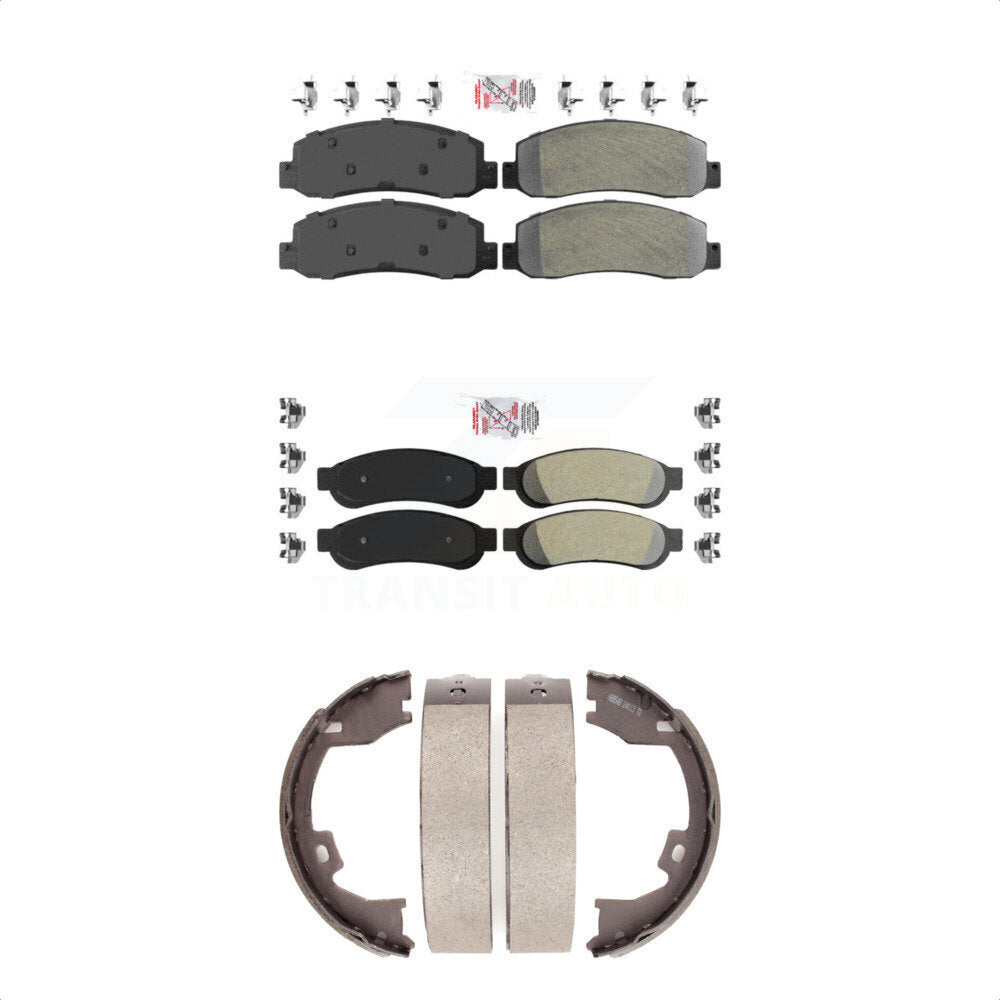 Front Rear Semi-Metallic Disc Brake Pads And Parking Shoes Kit For Ford F-250 KNN-100805