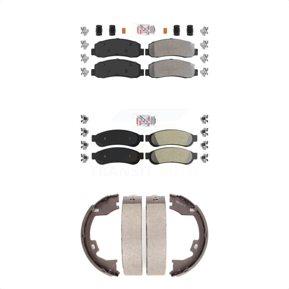 Front Rear Semi-Metallic Disc Brake Pads And Parking Shoes Kit For Ford F-250 KNN-100806
