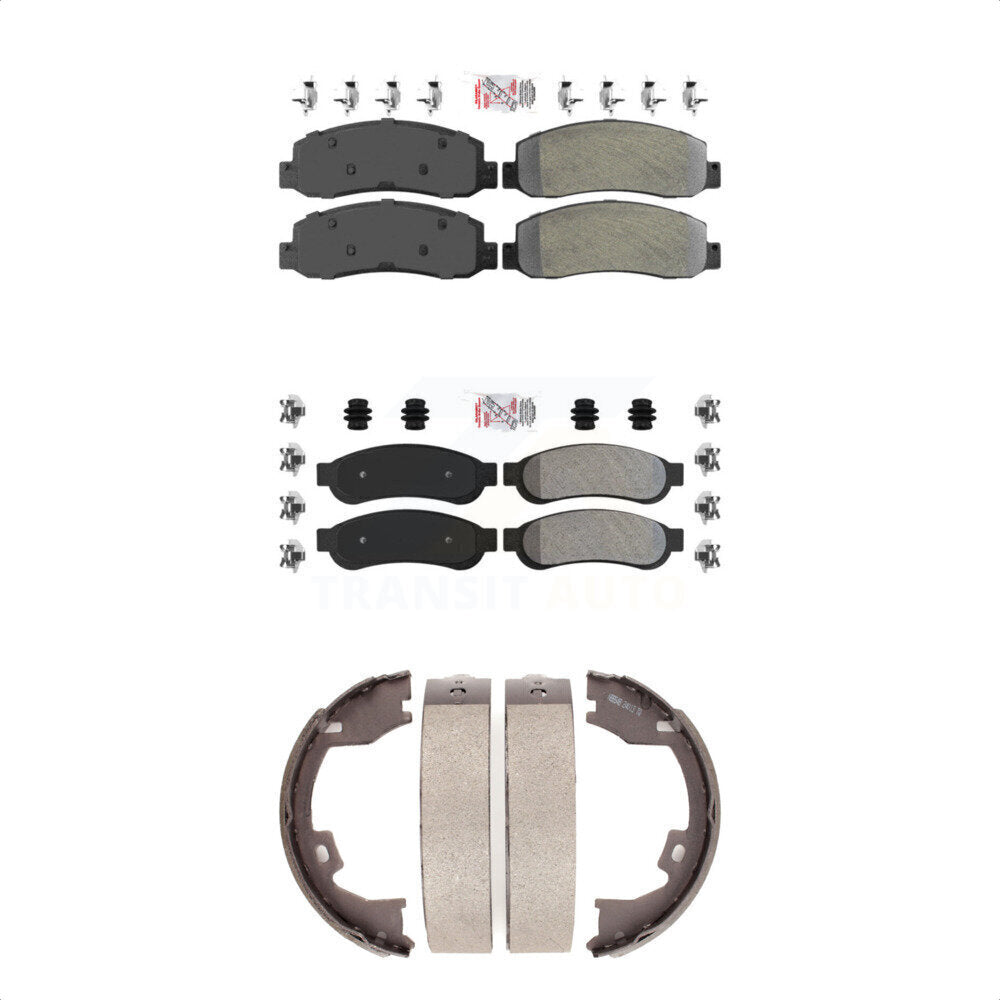 Front Rear Semi-Metallic Disc Brake Pads And Parking Shoes Kit For Ford F-250 KNN-100807