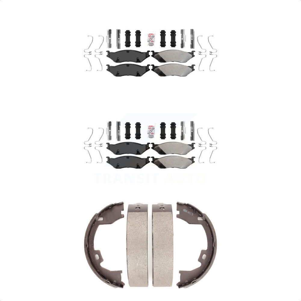 Front Rear Semi-Metallic Disc Brake Pads And Parking Shoes Kit For Ford F-450 KNN-100809