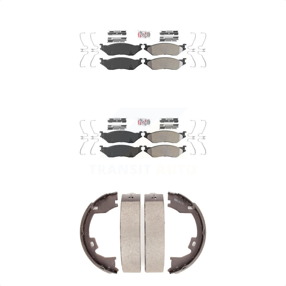 Front Rear Semi-Metallic Disc Brake Pads And Parking Shoes Kit For Ford F-450 KNN-100812