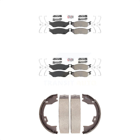Front Rear Semi-Metallic Disc Brake Pads And Parking Shoes Kit For Ford F-450 KNN-100812