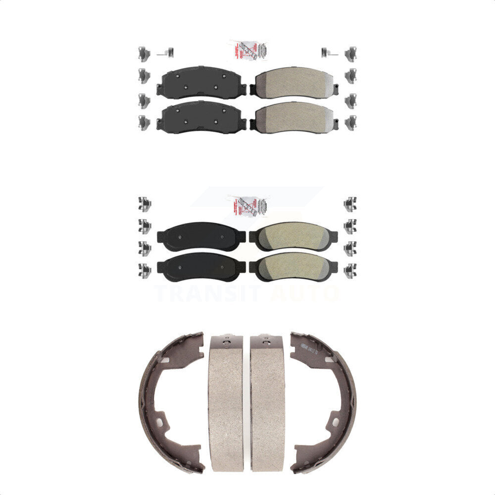 Front Rear Semi-Metallic Disc Brake Pads And Parking Shoes Kit For Ford F-350 KNN-100813