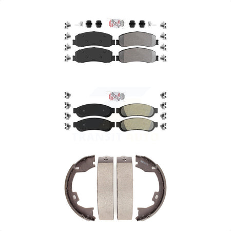 Front Rear Semi-Metallic Disc Brake Pads And Parking Shoes Kit For Ford F-350 KNN-100814