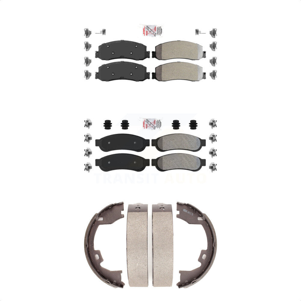 Front Rear Semi-Metallic Disc Brake Pads And Parking Shoes Kit For Ford F-350 KNN-100815