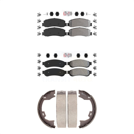 Front Rear Semi-Metallic Disc Brake Pads And Parking Shoes Kit For Ford F-350 KNN-100816