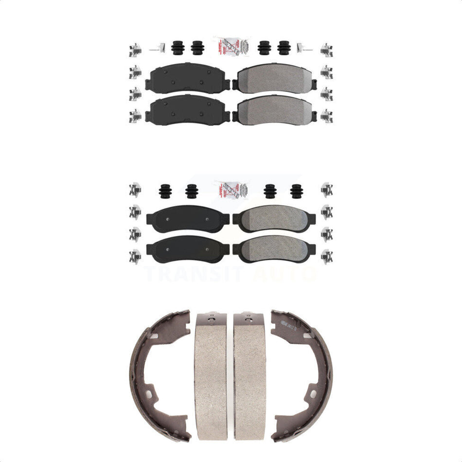 Front Rear Semi-Metallic Disc Brake Pads And Parking Shoes Kit For Ford F-350 KNN-100816