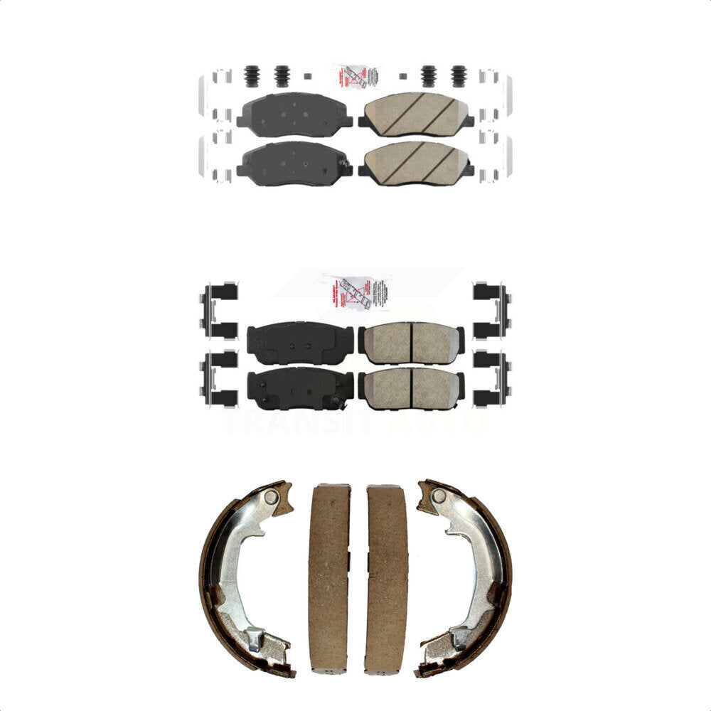 Front Ceramic Rear Semi-Metallic Disc Brake Pads And Parking Shoes Kit For Kia KNN-100839