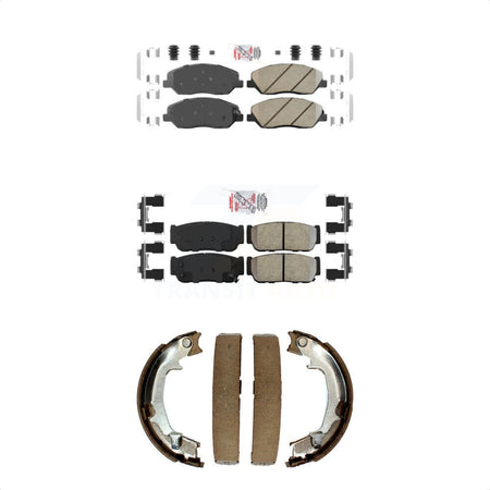 Front Ceramic Rear Semi-Metallic Disc Brake Pads And Parking Shoes Kit For Kia KNN-100839