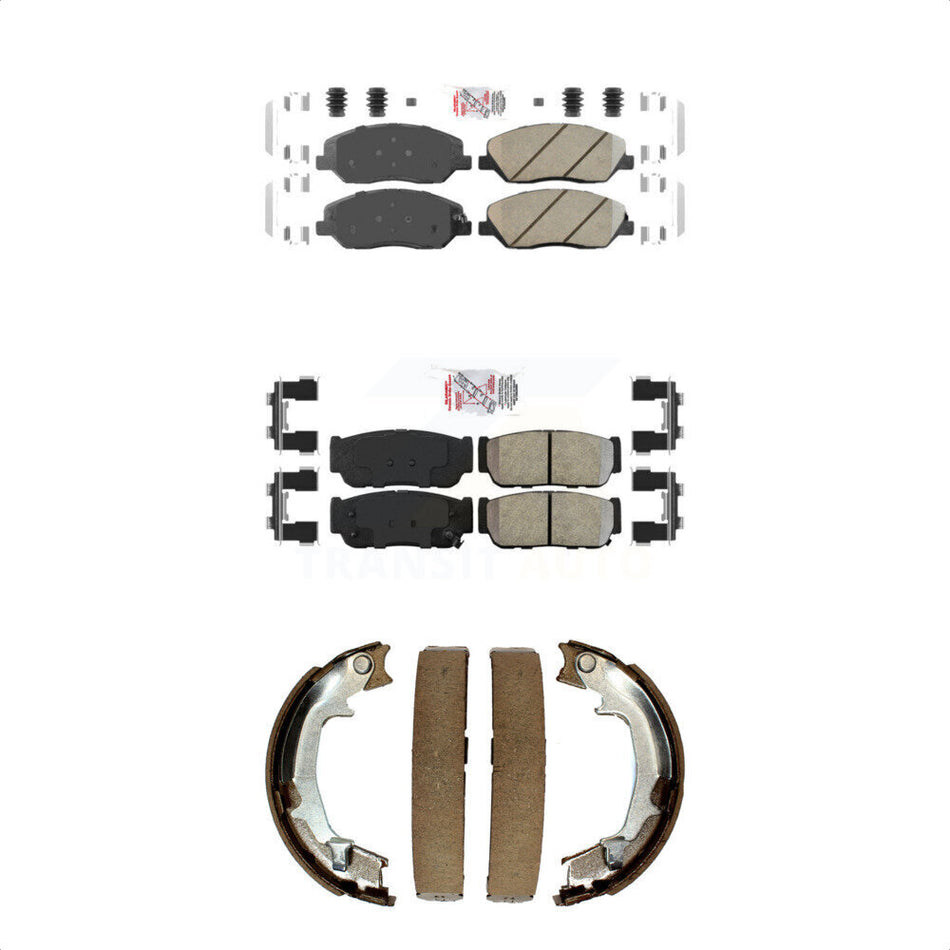 Front Ceramic Rear Semi-Metallic Disc Brake Pads And Parking Shoes Kit For Kia KNN-100839