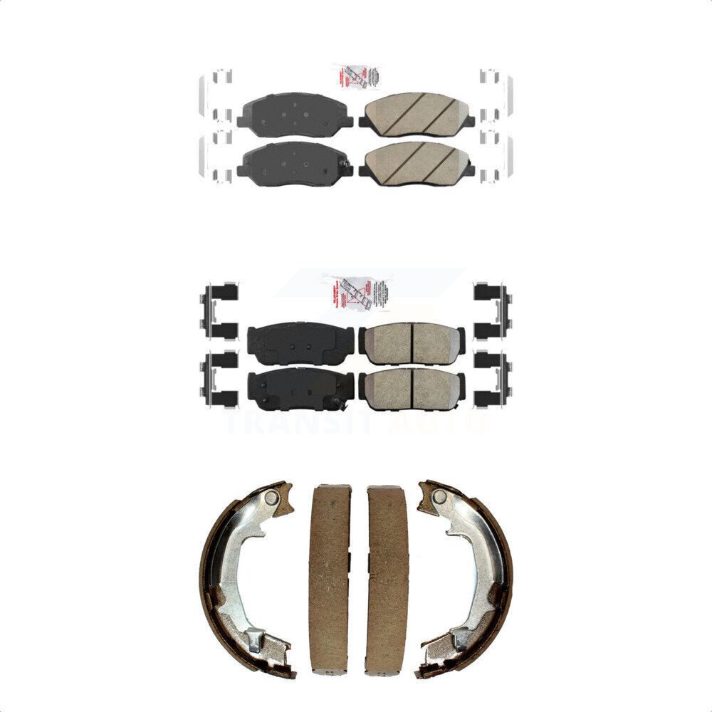Front Ceramic Rear Semi-Metallic Disc Brake Pads And Parking Shoes Kit For Kia KNN-100840