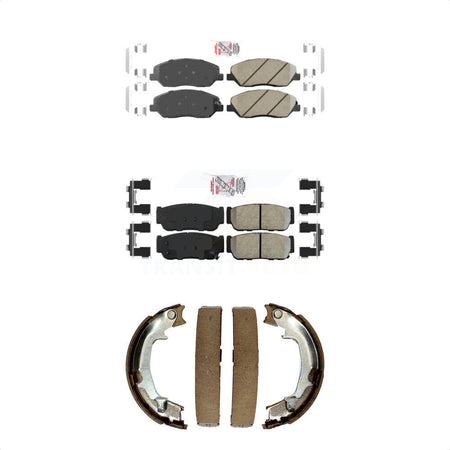 Front Ceramic Rear Semi-Metallic Disc Brake Pads And Parking Shoes Kit For Kia KNN-100840